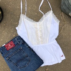 White lace Hollister Tank